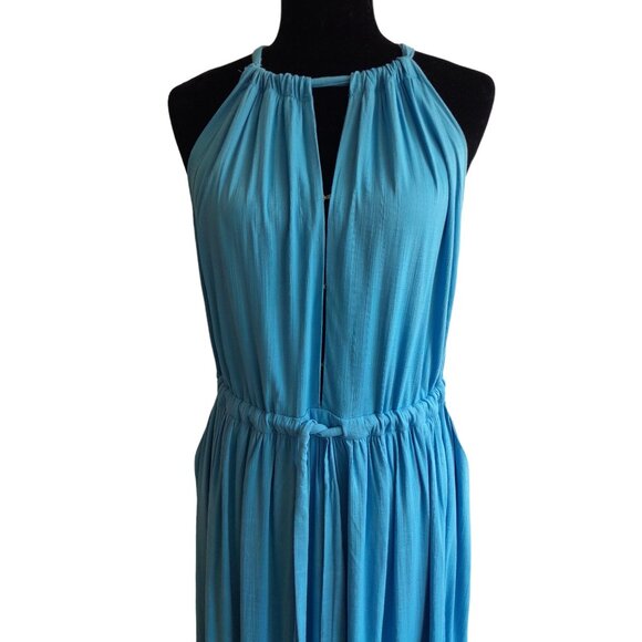 Free People Spring Love Boho Casual Vacation Summer Midi Dress Small Blue Pocket - Picture 6 of 16